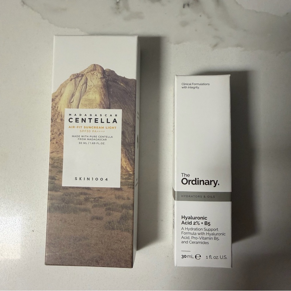 SKIN1004 Air Fit Sunscreen & the Ordinary Hyaluronic Acid Serum